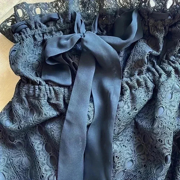 Betsey Johnson Strapless Black Lace Bow Dress Sz 2 - Picture 5 of 8